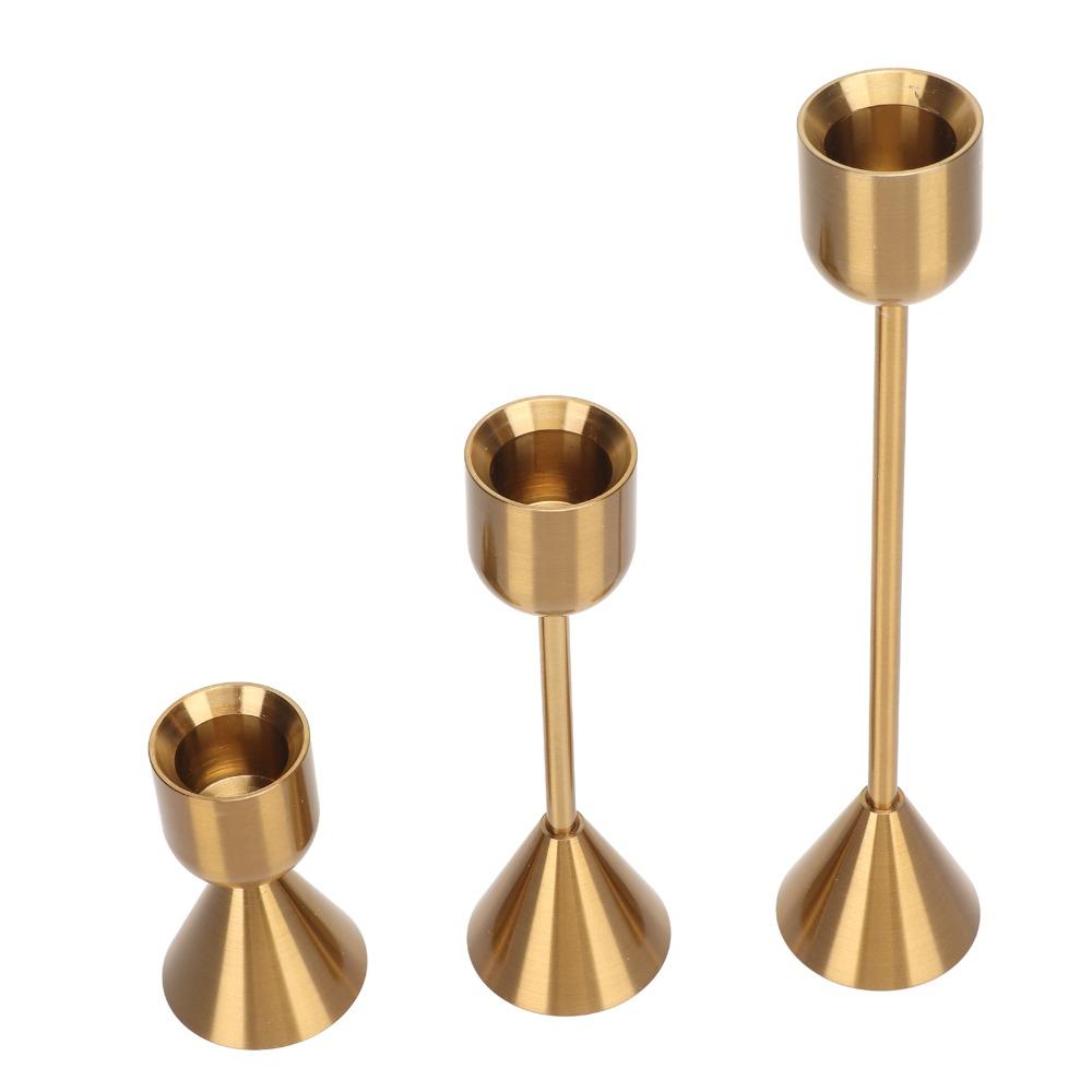 3pcs Different Heights Candlestick Holders Gold Metal Candle Holders Wedding Centerpiece