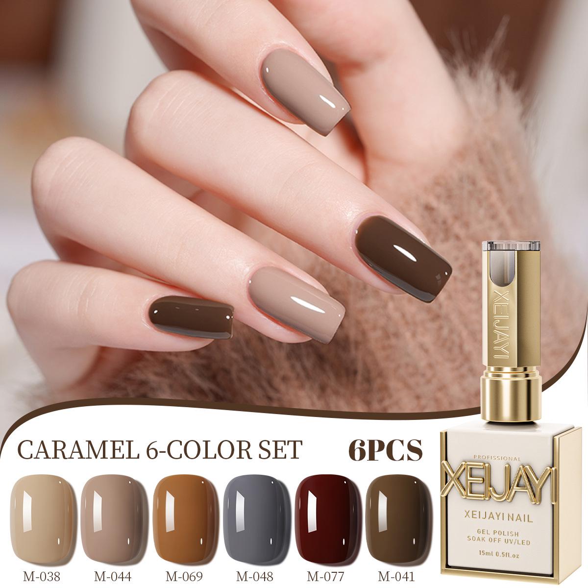 

2025 Autumn/Winter Trend: Chocolate Caramel Milk Tea Brown Gel Nail Polish for Salon Light Therapy
