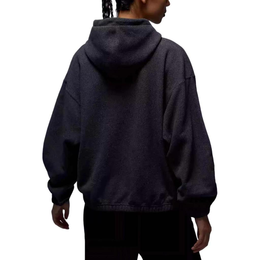 Jordan Flight Solid Color Hooded Fleece Lined Casual Long Sleeved Sweatshirt Women's Black (Unisex) Sweatshirts FD7238 010