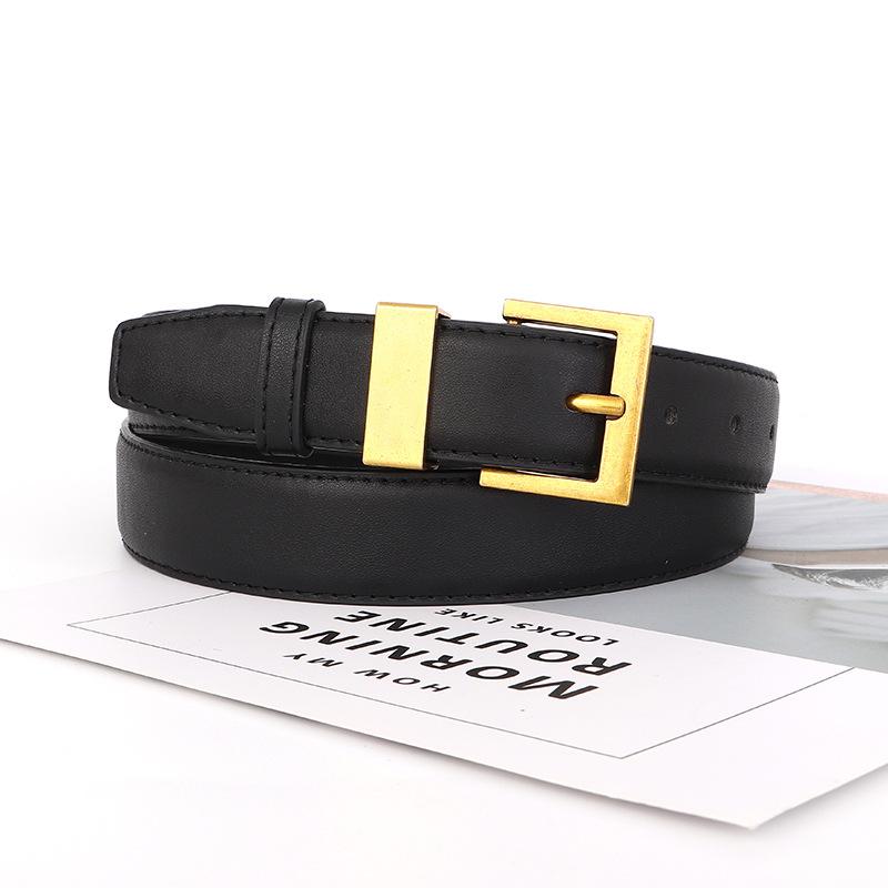 

Fashion Pu Womens Leather Waist Belt With Square Pin Buckle For Wear Business чорний