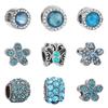 New Silver Plated Blue Diamond Alloy Large Hole Charm Beads For DIY Bracelet Necklace Jewelry Accessories Gifts