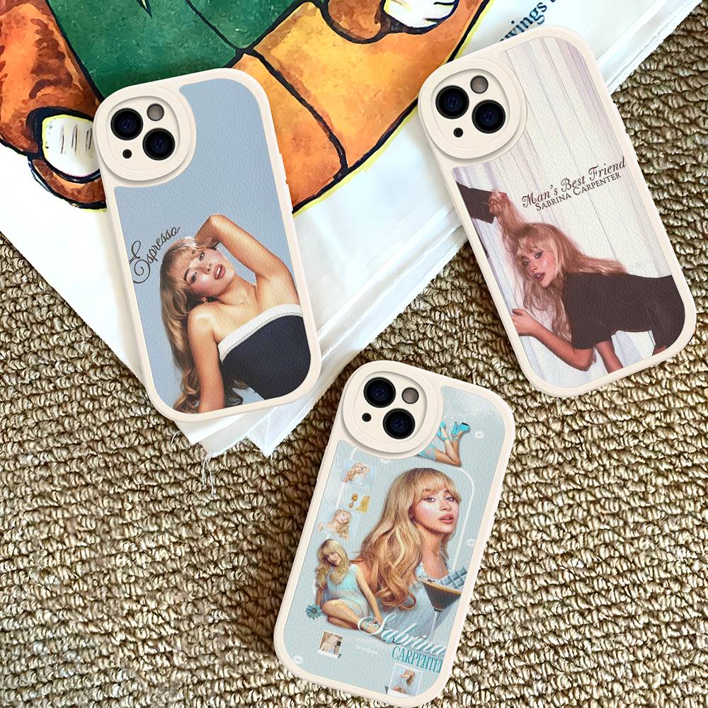 Singer S-Sabrina C-Carpenter Silicone Phone Case For iPhone 16 15 14 13 12 11 Pro Max Mini Leather Soft Cover