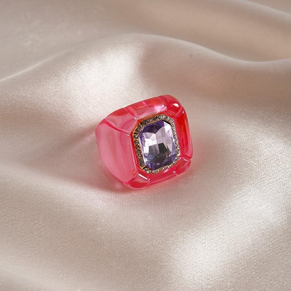 Exaggerated Acrylic Resin Ring Candy Color Big Dome Plain Ring Geometric Ring Jewelry Gifts