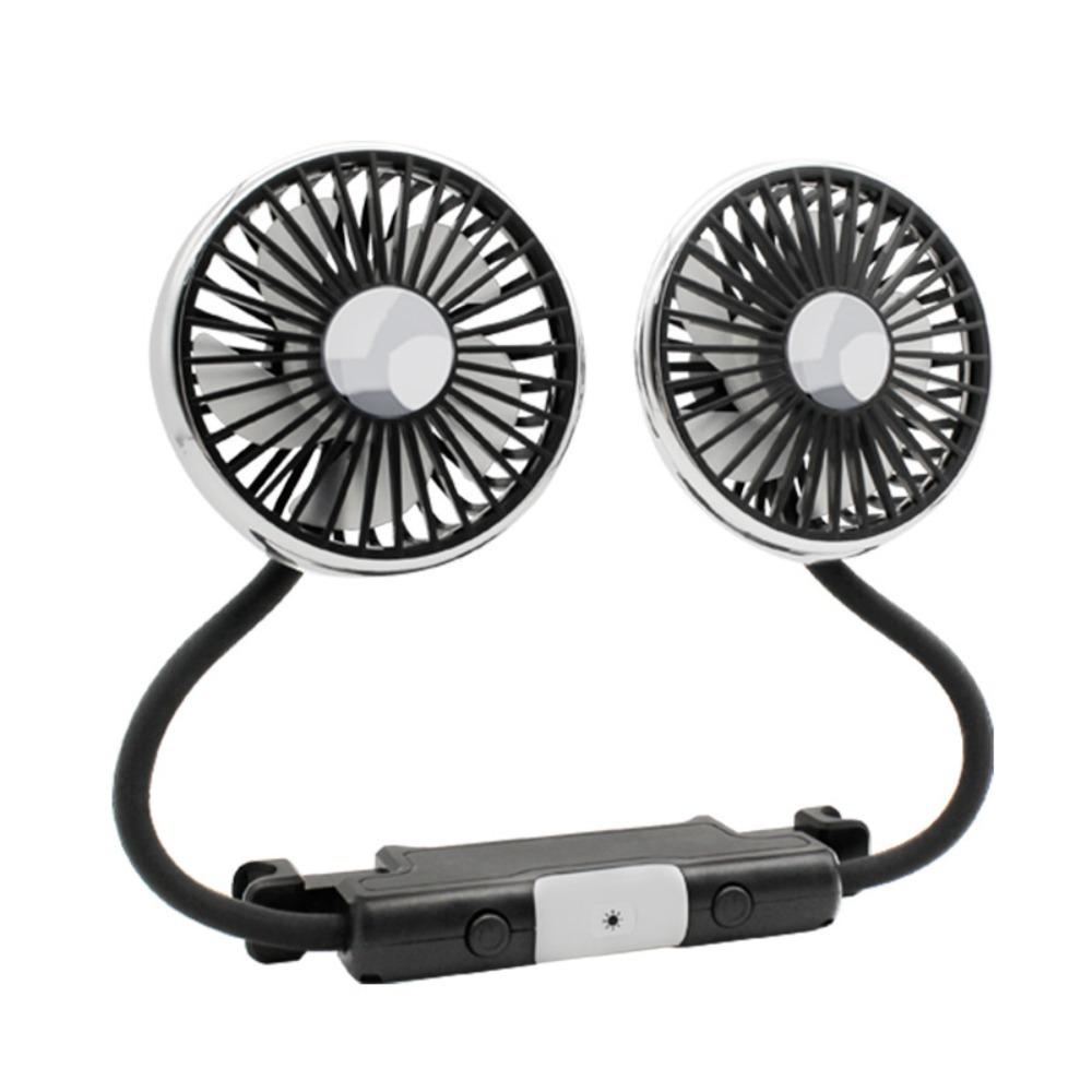 New Independent Switch Car USB Fan 3-Speed 360 Degree Adjustable Dual Head Cooling Fan Dual Head Rear Seat Fan Auto Use