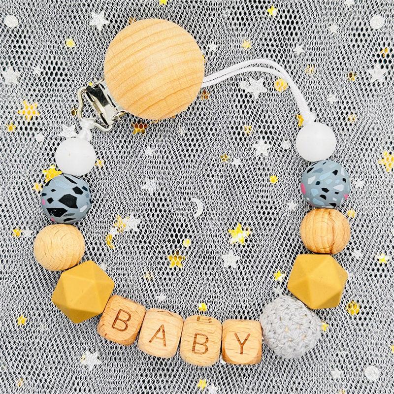 Handgefertigt Personalisierte Name Kaktus Schnullerclips Ketten Silikonperlen Personalisieren Säugling Chupetero Zahnung Personalisiert Geschenk