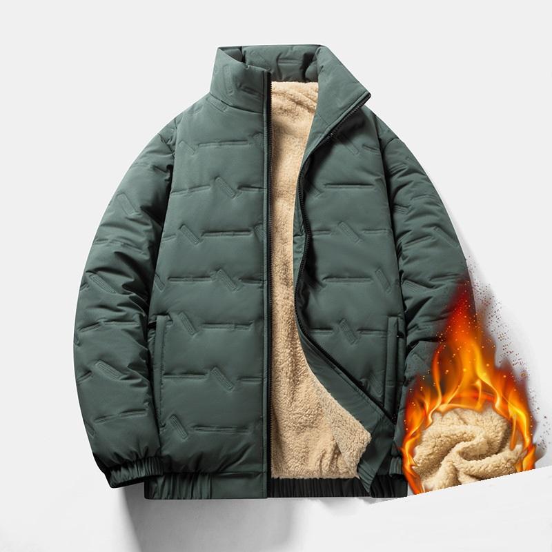 

Осенне-зимняя однотонная плюшевая овечья флисовая куртка из хлопка для людей среднего и пожилого возраста, мужское спортивное пальто больших размеров с воротником-стойкой из хлопка L зелёный