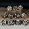 Vintage Viking Men Rings Stainless Steel Ethnic Belief Nordic Odin Compass Tree of Life Valknut Ring Amulet Jewelry