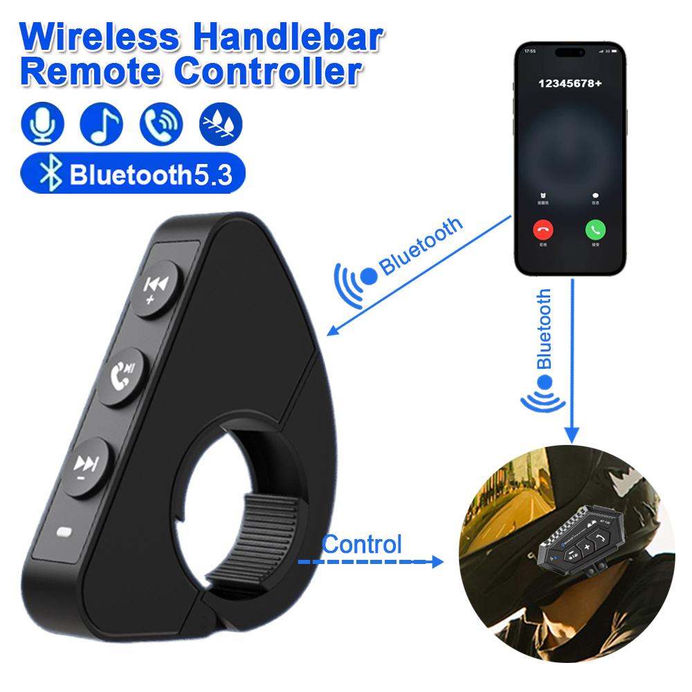

Motorcycle Handlebar Remote Control Wireless Helmet Headset Remote Button Bluetooth Handsfree Kit Phone Media Remote Controller