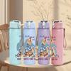 1PC Retro Vintage Lady Art Pattern 750ml Color Plastic Sports Water Bottle Leakproof Flip Straw Lid Suitable for Sports Office Home Use