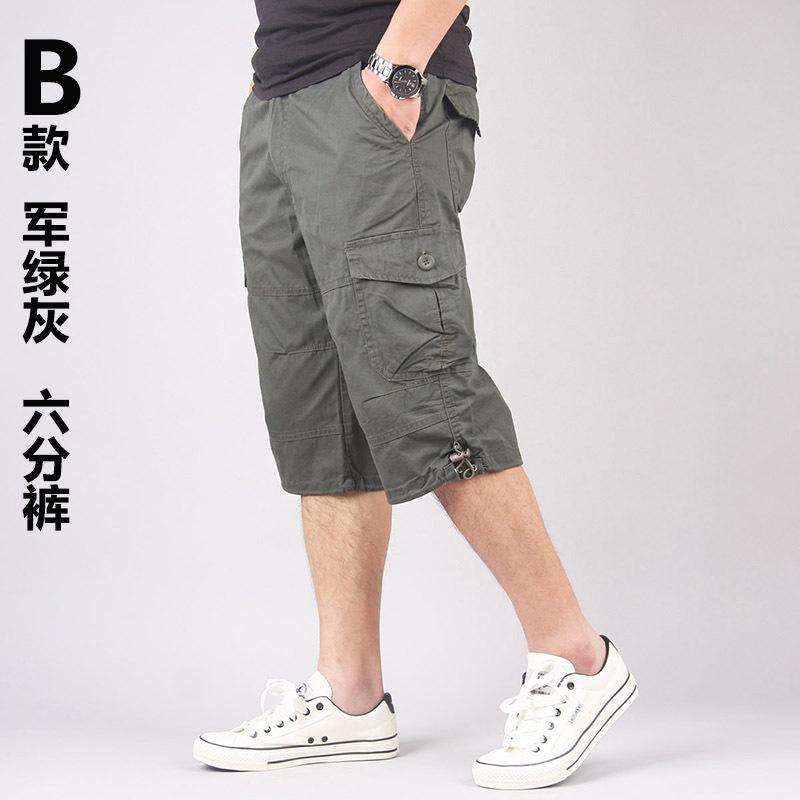Summer new overalls straight mid-pants casual pants sweatpants men's loose shorts six-point pants trendy pants
