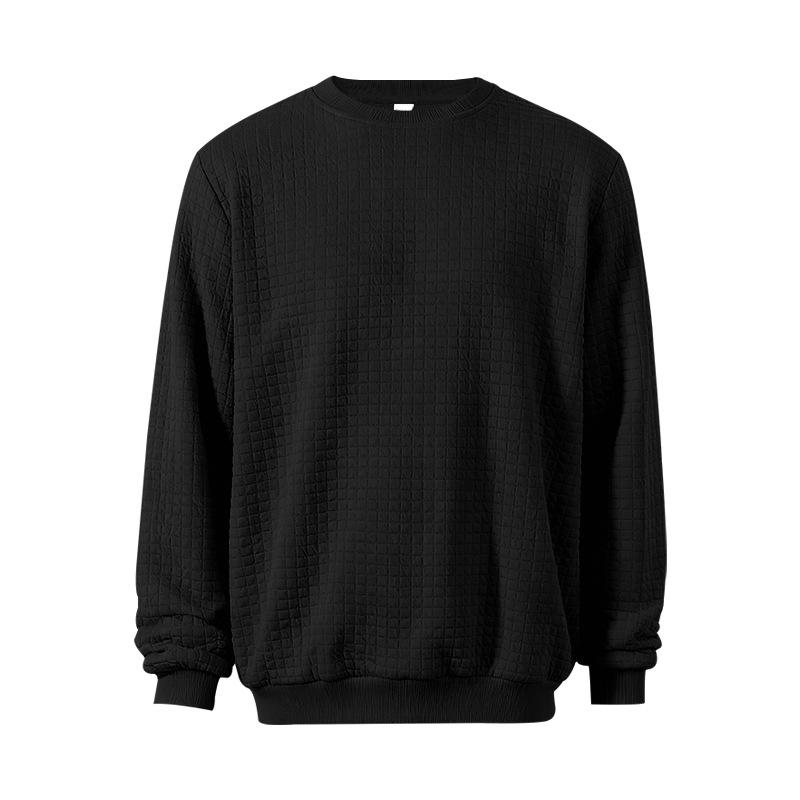Men S Casual Long Sleeve Crew Neck Textured Pullover Sweatshirt