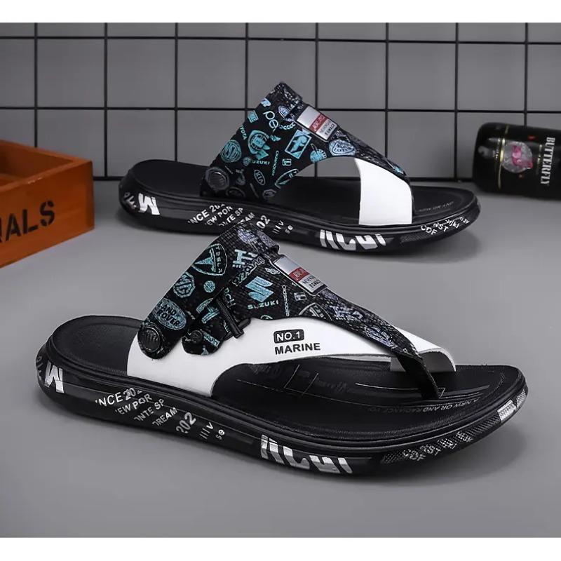 Mens Outdoor Casual Flip Flops Summer New Anti Slip Soft Sole Comfort Beach Slippers Fashion Breathable Versatile Walk Sandals