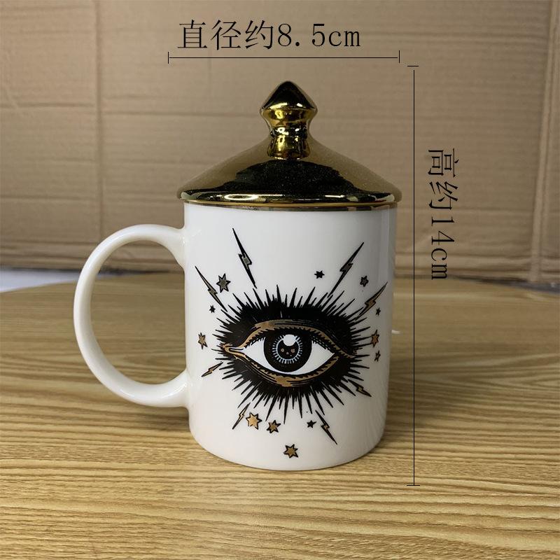 Abstract Eye Ceramic Cup Creative Abstract Coffee Cup with Lid Tableware Aromatherapy Candle Cup Candy Bottle Home Decoration