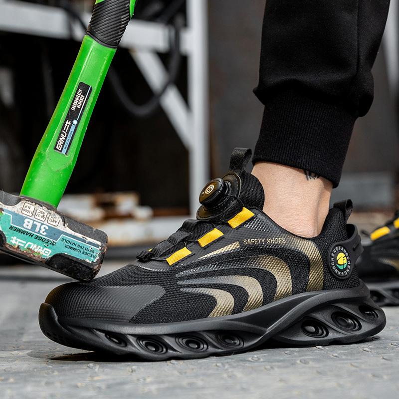 Rotary Buckle Work Sneakers Protective Shoes Lightweight Safety Shoes Puncture-Proof Anti-smash Steel Toe Working Shoes
