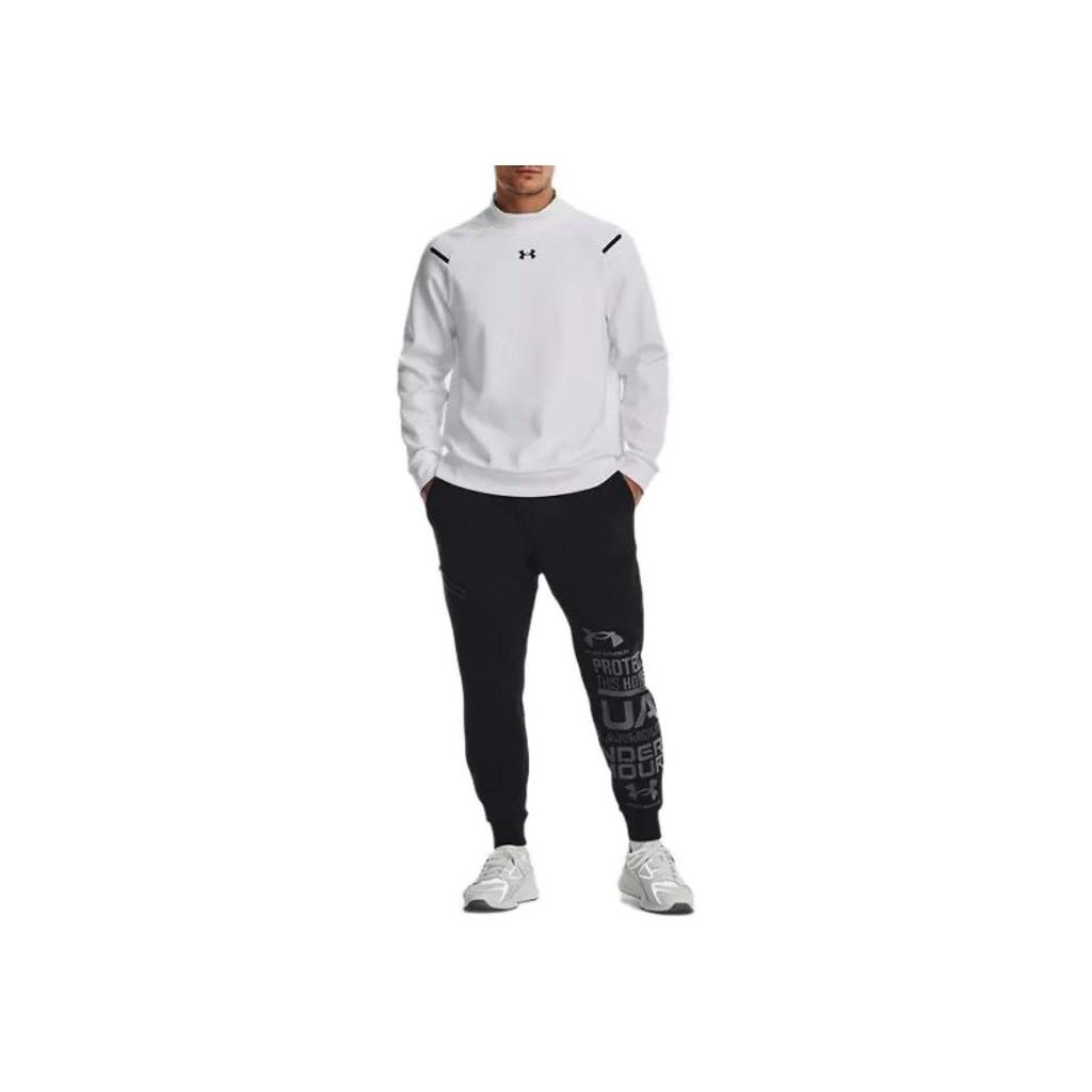 Under Armour Solid Color Stand Collar Fitted Long Sleeve Sweatshirt Men sweatshirt White 1379810-100