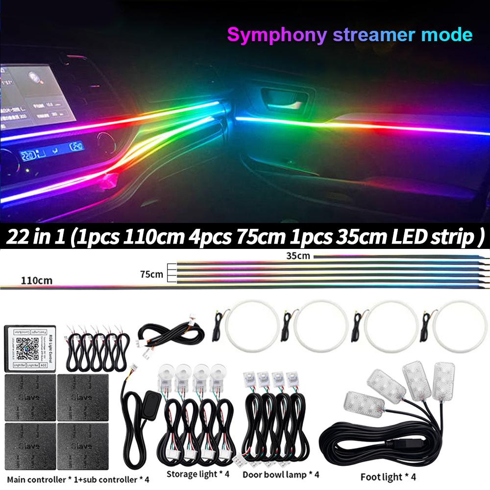 Car Accessories LED Ambient Light Interior Decoration Product Symphony Full Colors Streamer Hidden Acrylic Strip For BMW Toyota