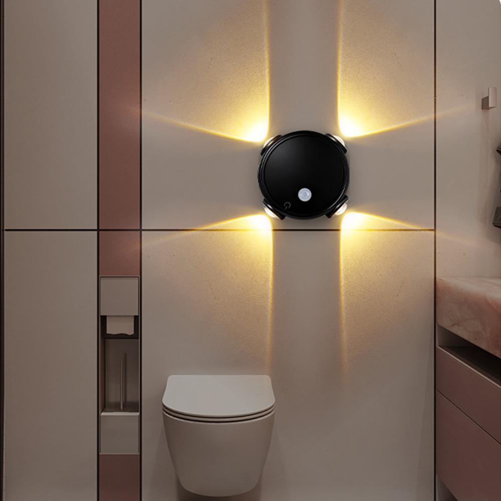 4 LED Magnetic Motion Sensor Smart RGB Gradient Night Light Rechargeable Wall Lamp Bedroom Cabinet Wardrobe Lamp Staircase Lamp