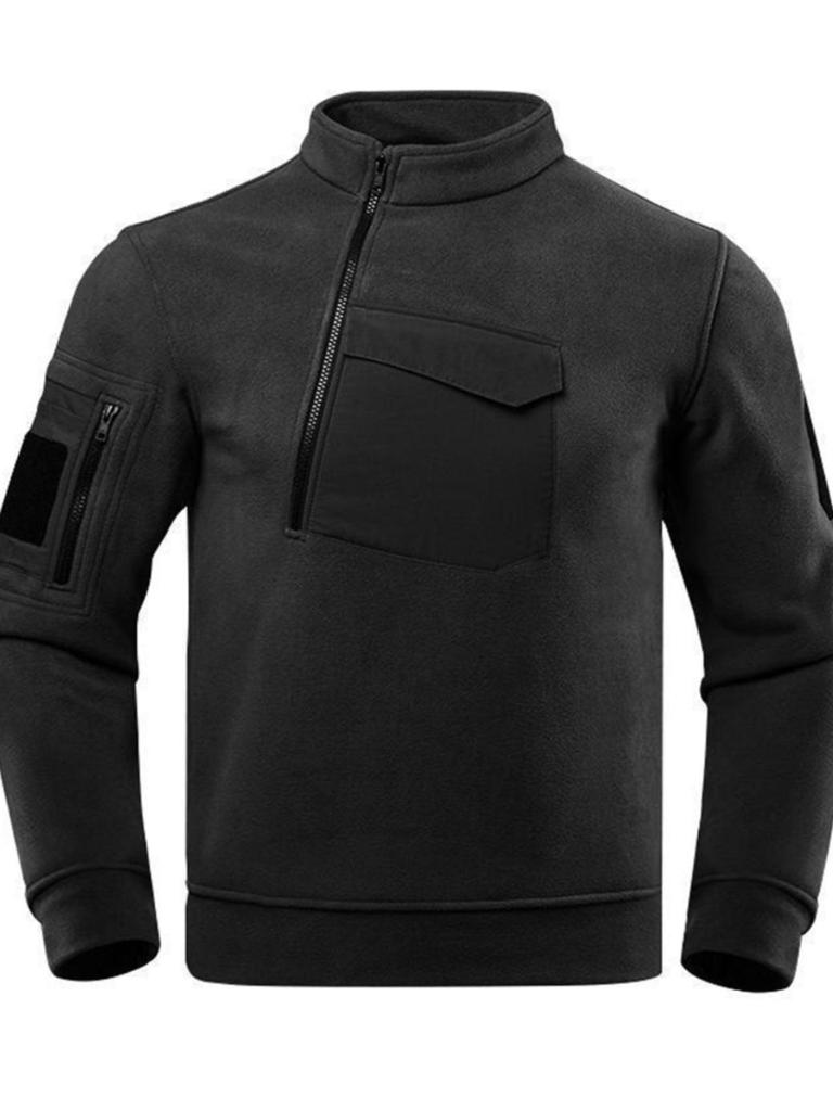 Pánský outdoorový pulovr z fleecu odolný proti chladu: Podzimní/Zimní Teplá Mikina na Zip