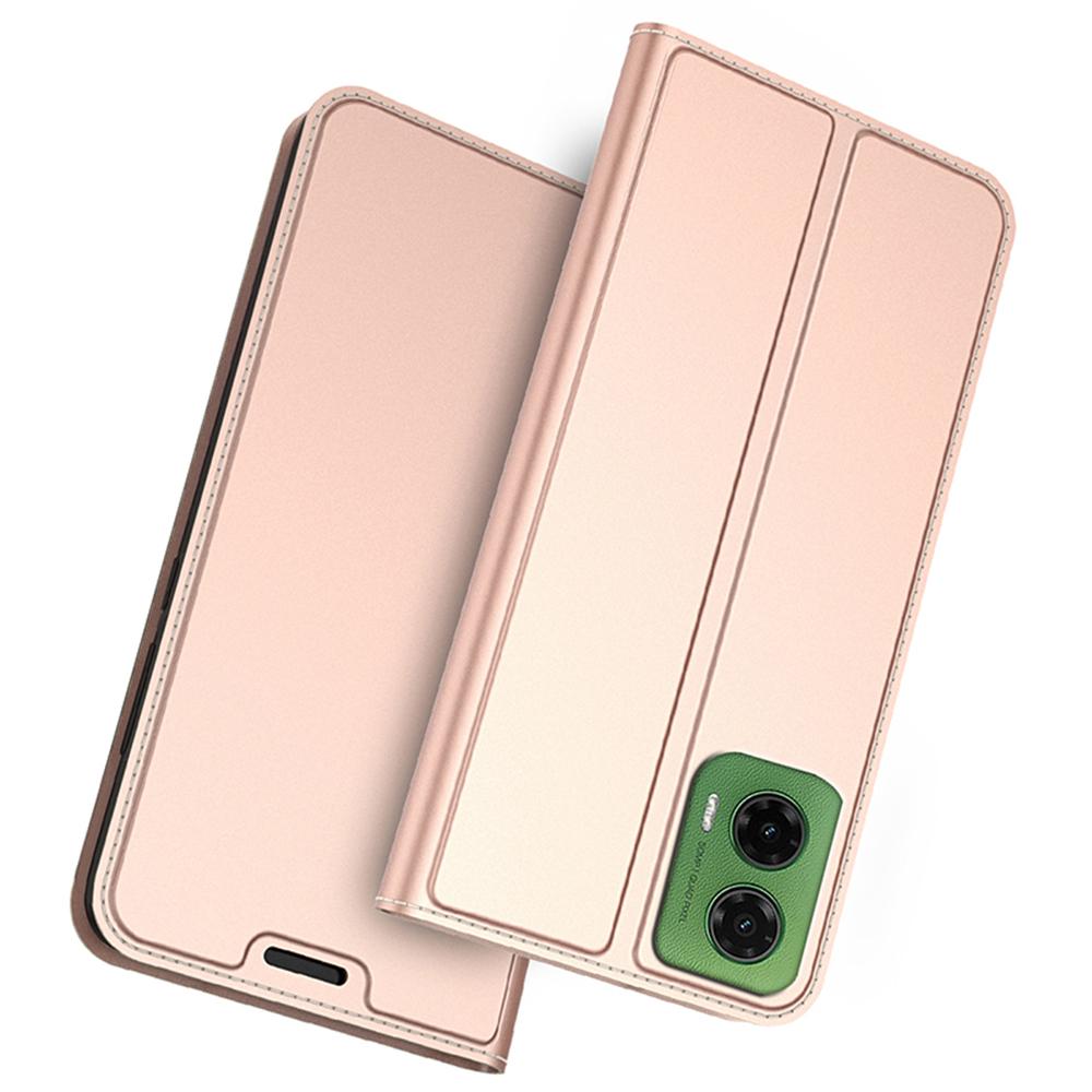 

For Motorola Moto G35 5G Case PU Leather Phone Cover with Card Holder Stand Rose Gold