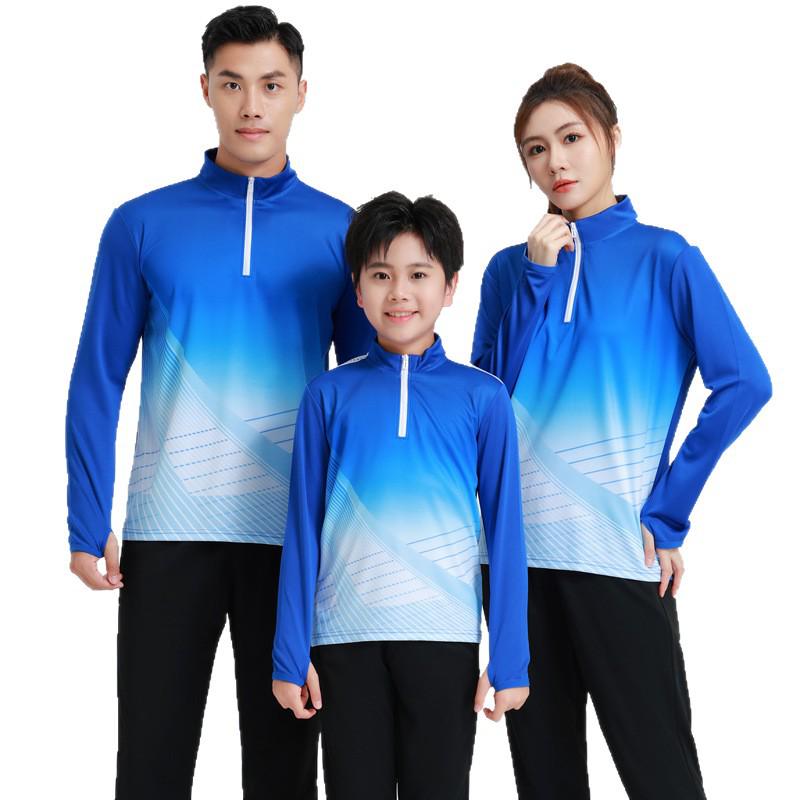 Unisex Autumn Winter Long Sleeve Football Training Suit with Half Zip for Children and Adults