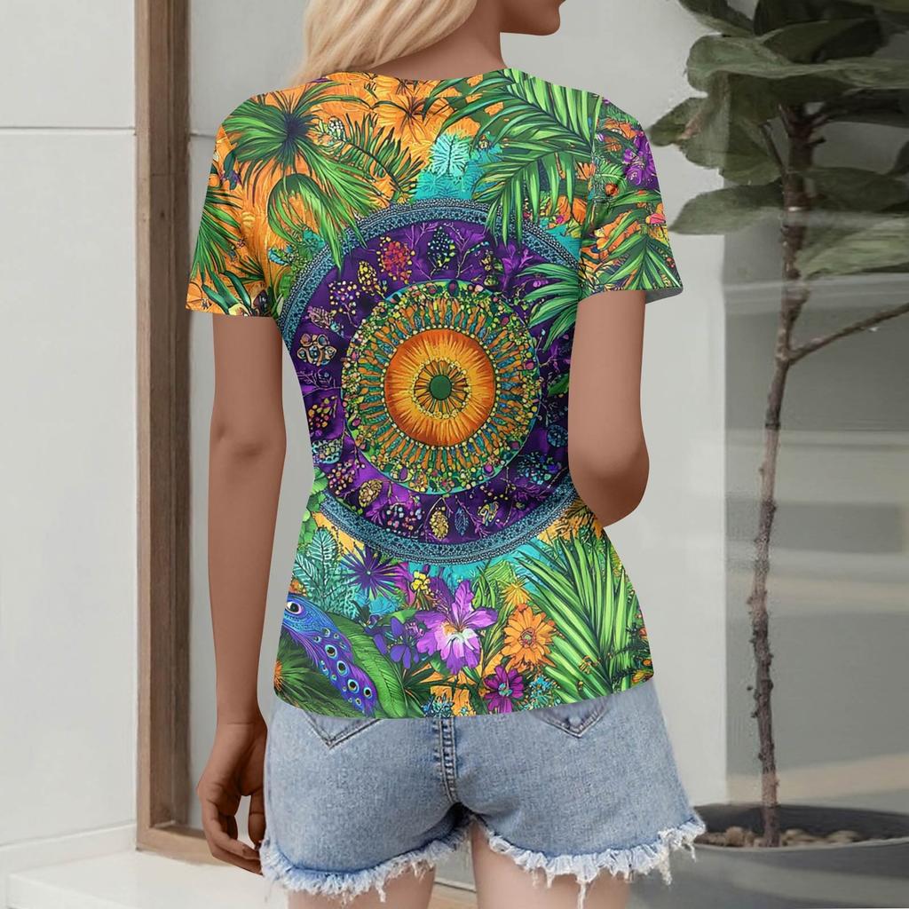 Ladies Slim Bottom T-shirt Fashion Casual Round Neck Pullover Short Sleeve Top