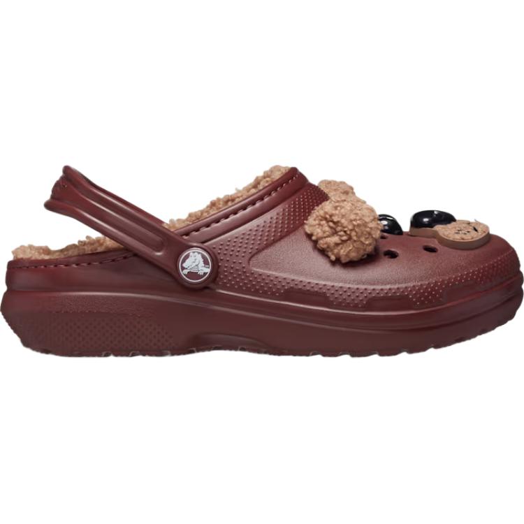 Crocs Classic Lined I Am Brown Bear Comfortable Versatile Slip-Resistant Shock-Absorbing Low-Top Walking Shoes Baby shoes Dark-Brown 210019-2FL