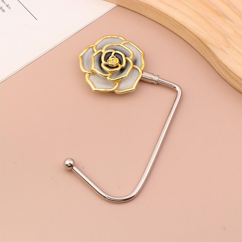 Elegant Gradient Rose Bag Purse Hook Portable Handbag Hanger Fashion Foldable Table Hook Organizer Desk Side Hooks