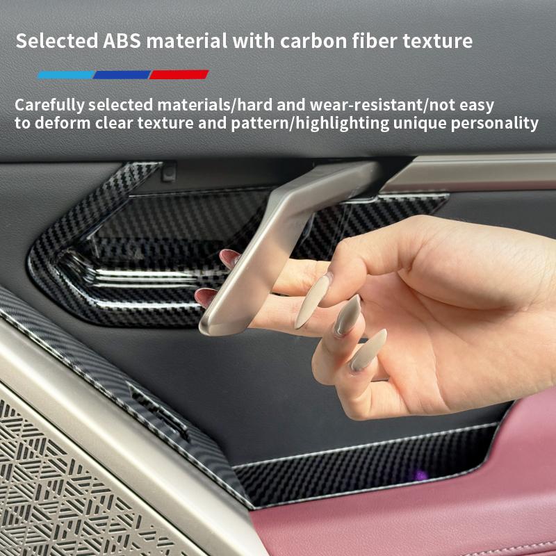 For BMW 5 Series G60 2025-2025 ABS Carbon Fiber material Inner Door Handle Bowl Cover Trim Decoration Car Interior Accessories