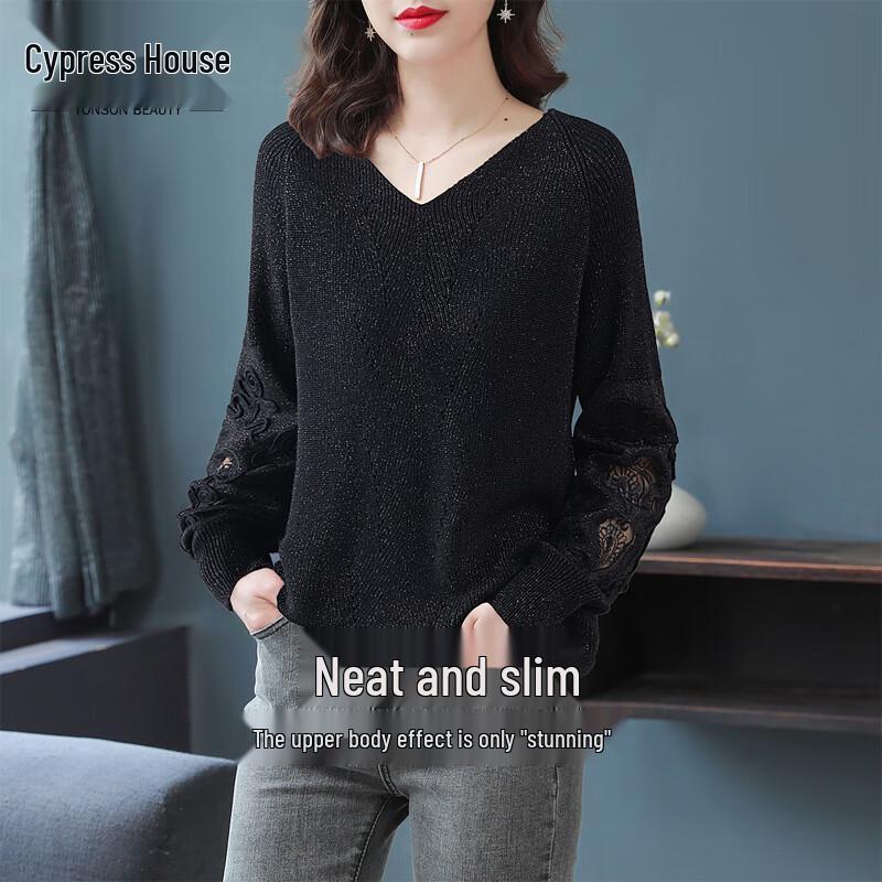 

Women s V-Neck Long Sleeve Knit Sweater L
