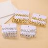 2026 style earrings, personalized earrings C-shaped irregular exaggerated alloy earrings 6-piece set, gold and silver card wholesale