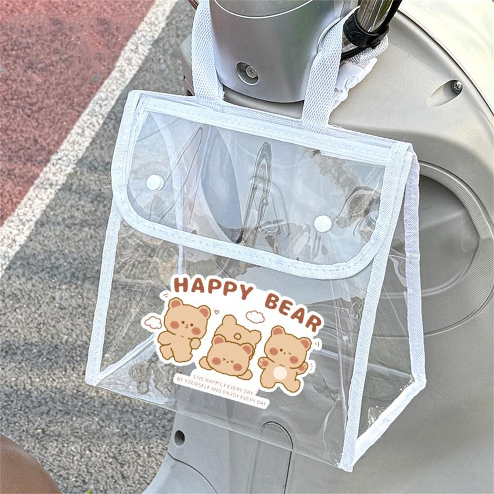 

Clear Pvc Waterproof Hanging Bag Electric Vehicle Front Pocket Large Capacity Mobile Phone Lipstick Storage Bag Shopping Handbag білий