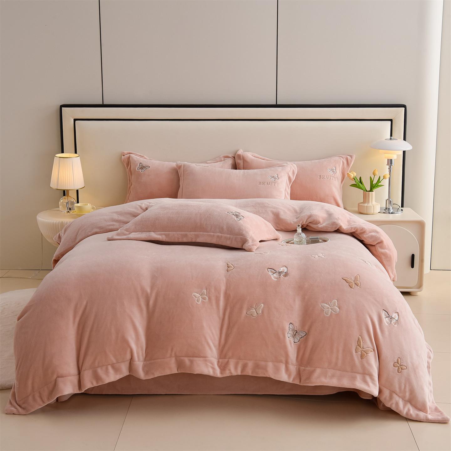 

Утолщенный молочный бархат, вышивка бабочками, комплект из четырех предметов - Mengdie, комплект из четырех предметов для кровати 1,5 м 1.8m 4pc