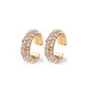 Gold Copper Metal Small Hoop Earrings for Women Round Circle Imitation Pearl Rhinestone Huggies Earrings Fashion Jewelry