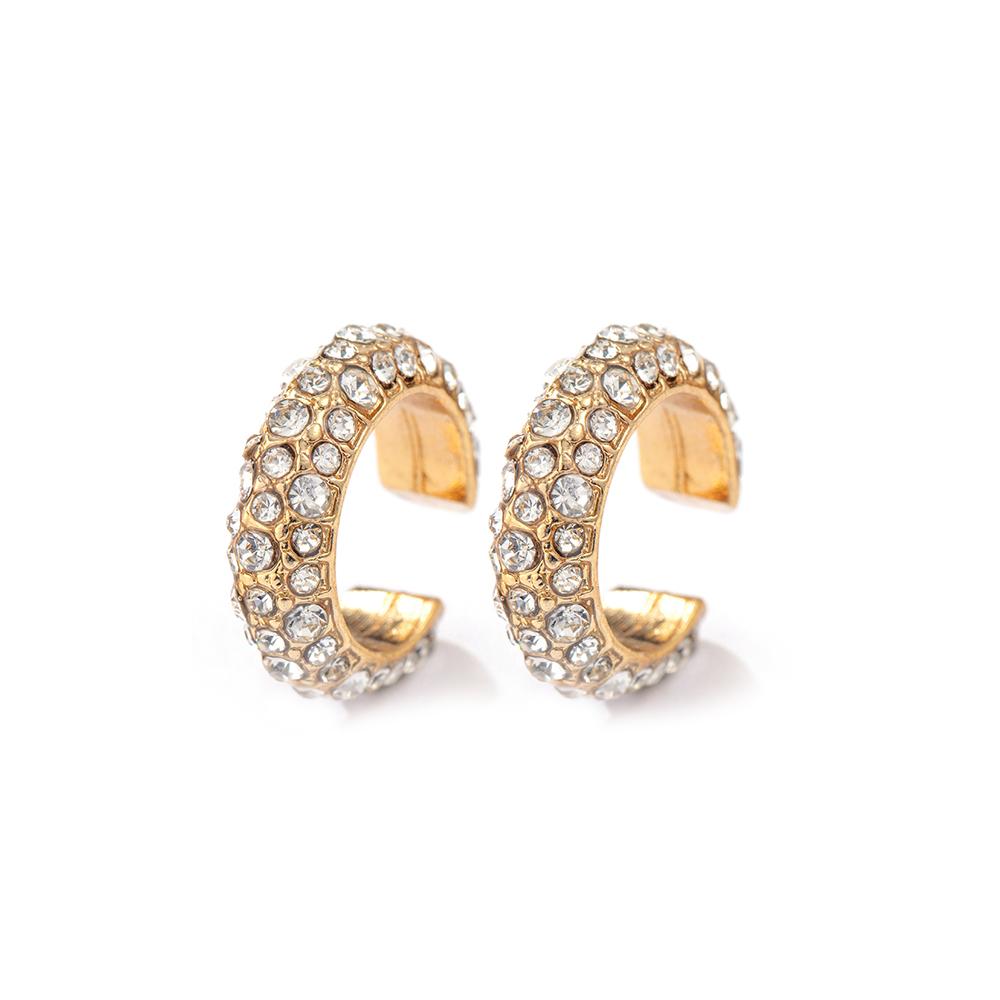 

Gold Color Copper Metal Small Hoop Earrings for Women Round Circle Imitation Pearl Rhinestone Huggies Earrings Fashion Zircon