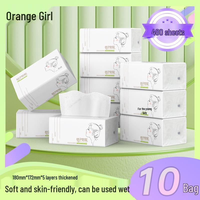 Orange Girl Stor Pakke Ansiktsservietter - 480 Ark, L Størrelse, Gratis Frakt
