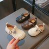 Zapatos Estilo Juvenil Niñas Pequeñas Suela Blanda Zapatos para Caminar Ligeros Antideslizantes Estilo Princesa Color Sólido Cuero Sintético Slip-Ons