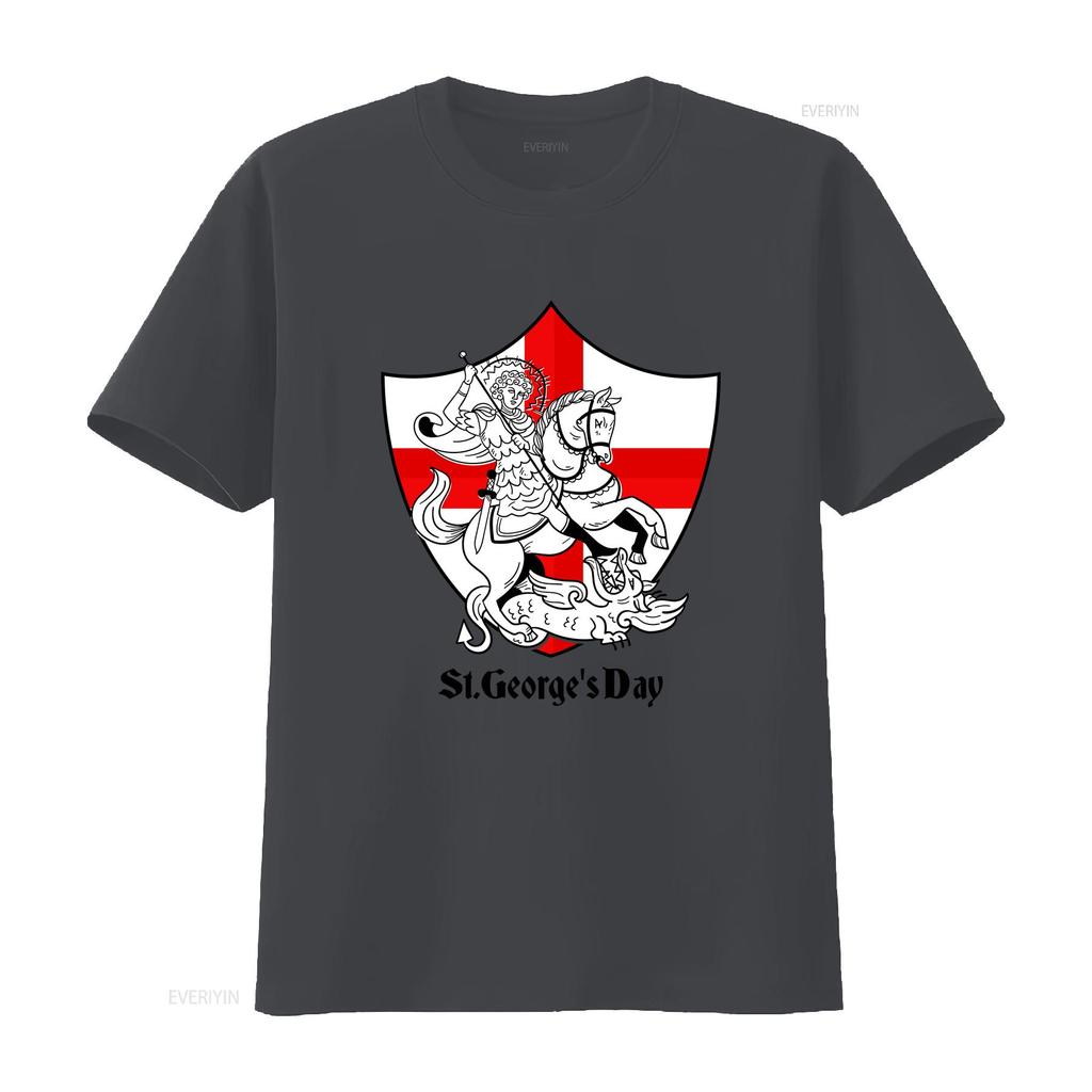 St Georges Day T Shirt Saint George English Flag Party England Top Vintage Washed Casual Versatile Stretched Graphic