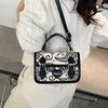Fashion Retro Pattern Contrasting Color Women's Small Square Bag New Daily Commuter Women's Shoulder Messenger Bag