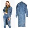 Giacca Lunga in Denim da Donna Slim Fit Lavata Stile Vintage Streetwear Cappotto Oversize