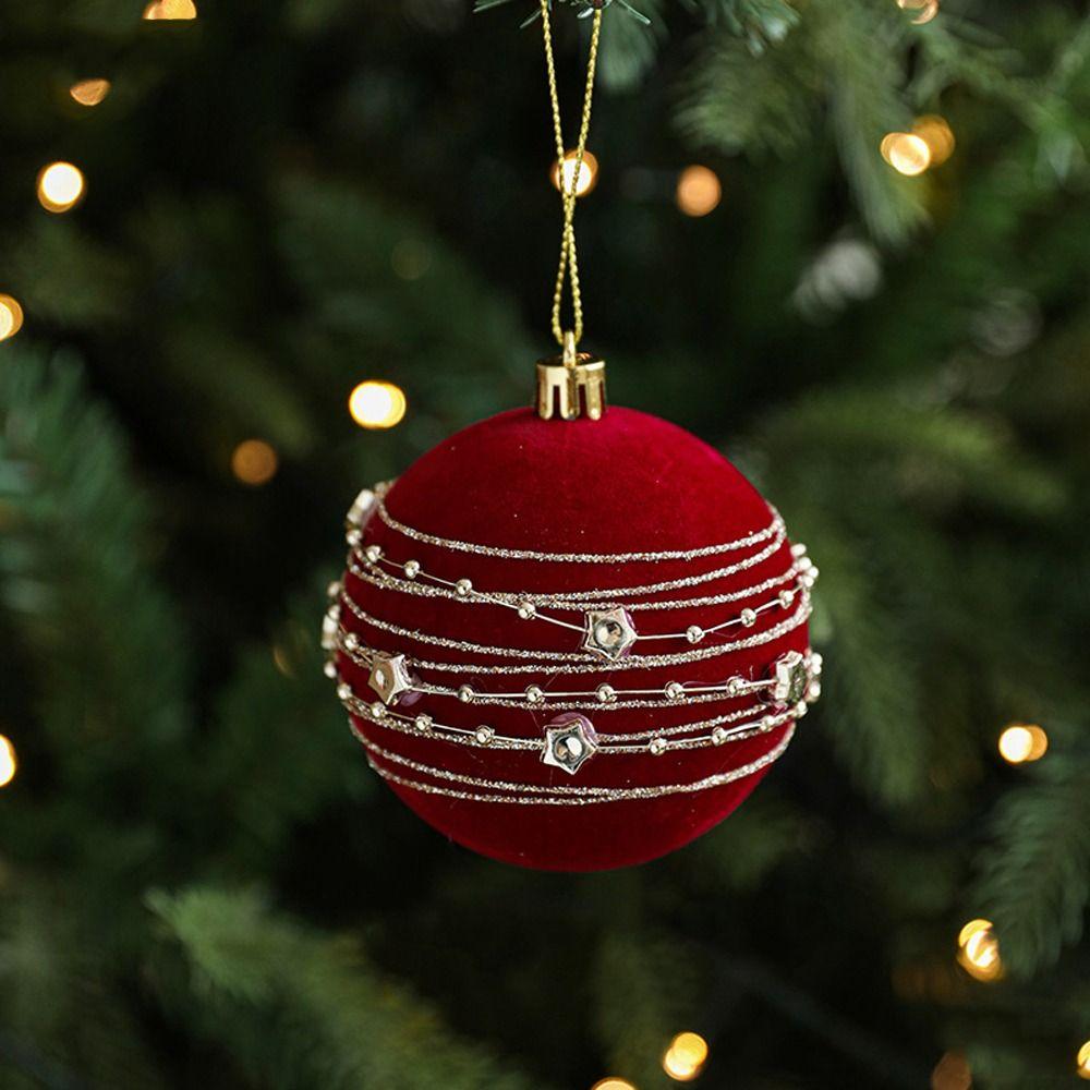 Flocked Christmas Hanging Balls Set 8cm Xmas Tree Ornaments  Holiday Festival Party