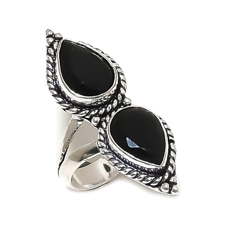 

Natural Black Spinel Gemstone 925 Sterling Silver Jewelry Ring Size 8 AR-16788