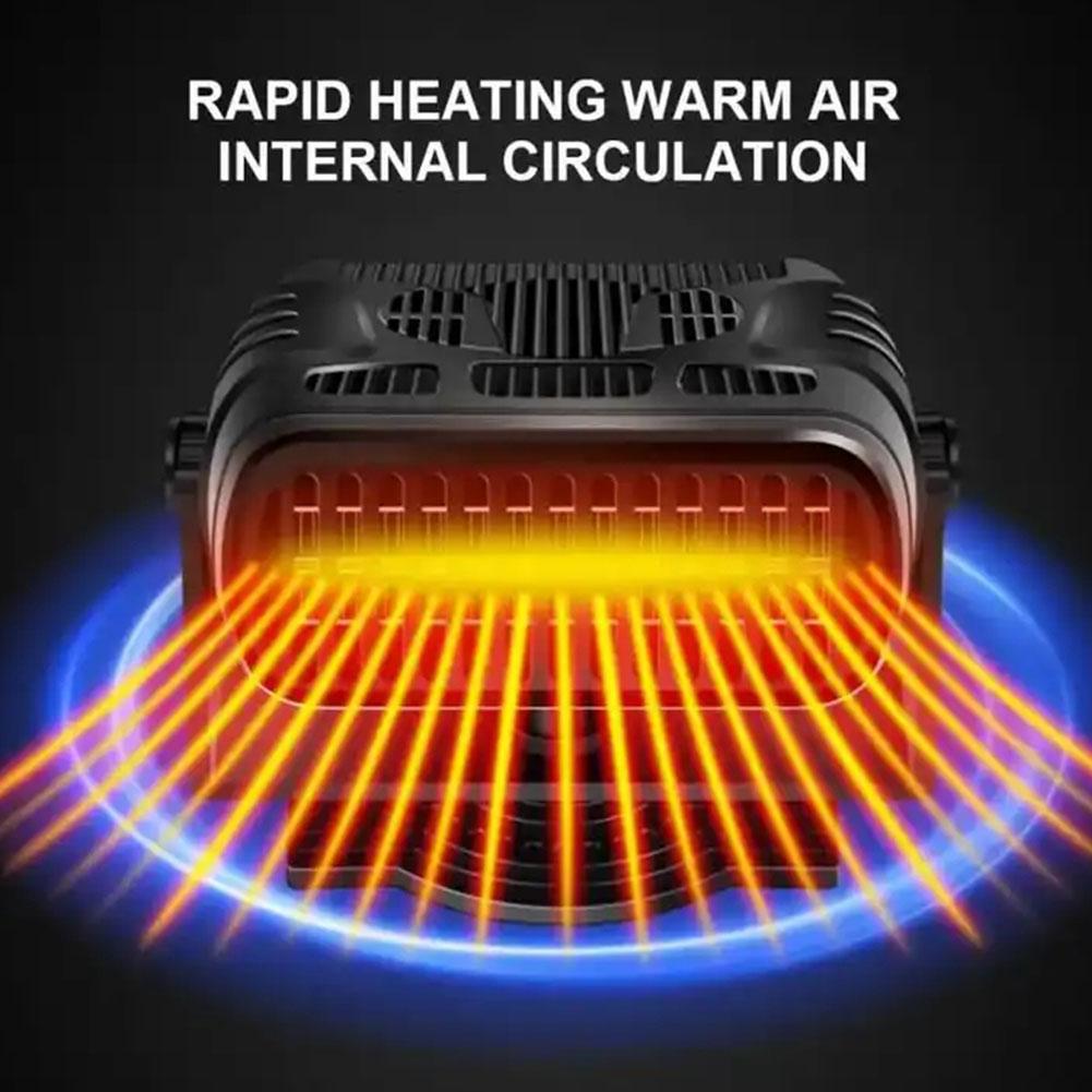 200W Car Heater Fan 4in1 Cooling Heating 12V/24V Portable Auto Windshield Heater Cars Defrosting Defogging Heating Cooling