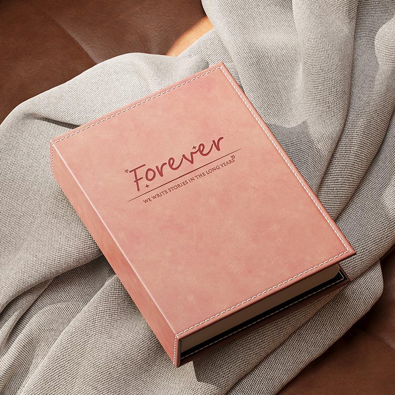 6-Inch Leather Slip-In Photo Album, Holds 5-Inch Photos, Commemorative Baby and Family Album, Large Capacity