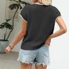 Damen Schnür-Cardigan Colorblock Mode Kurzarm Pullover Top