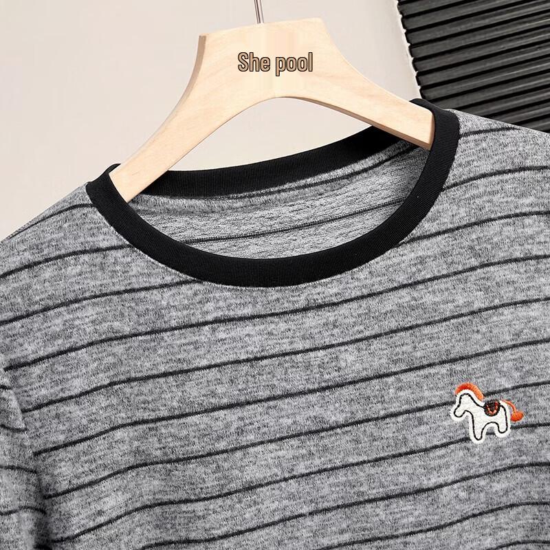 Women's Color-Block Striped Round Neck Long Sleeve T-Shirt