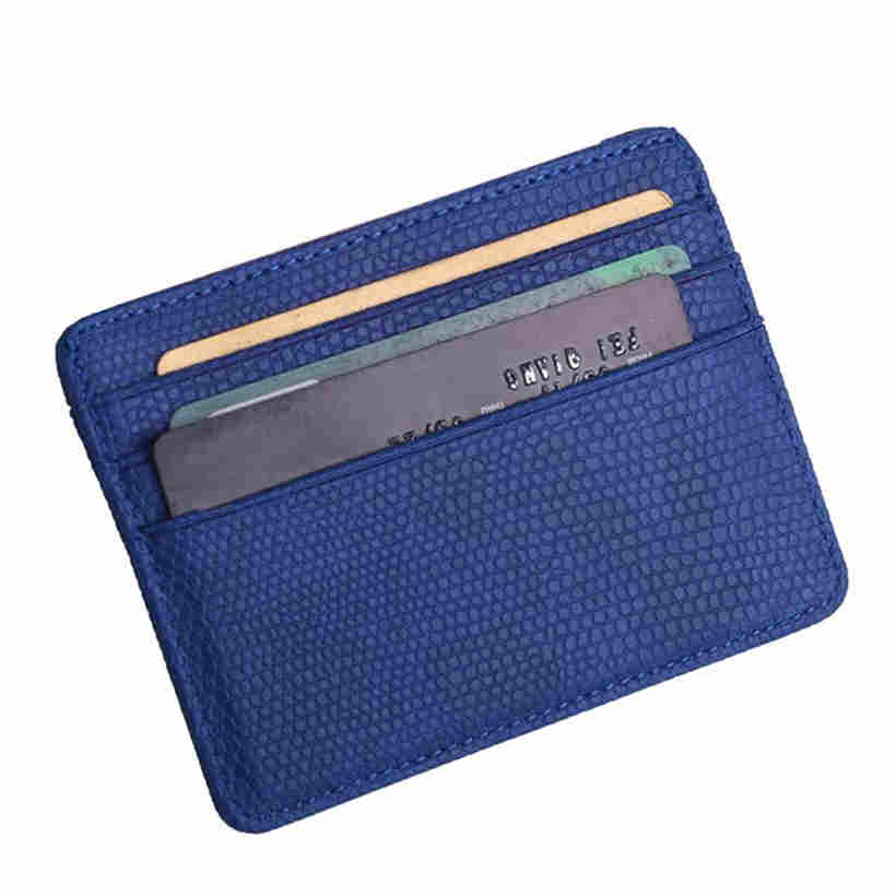 Porte-cartes de crédit Portefeuille en cuir Motif Litchi Mode Unisexe Porte-monnaie