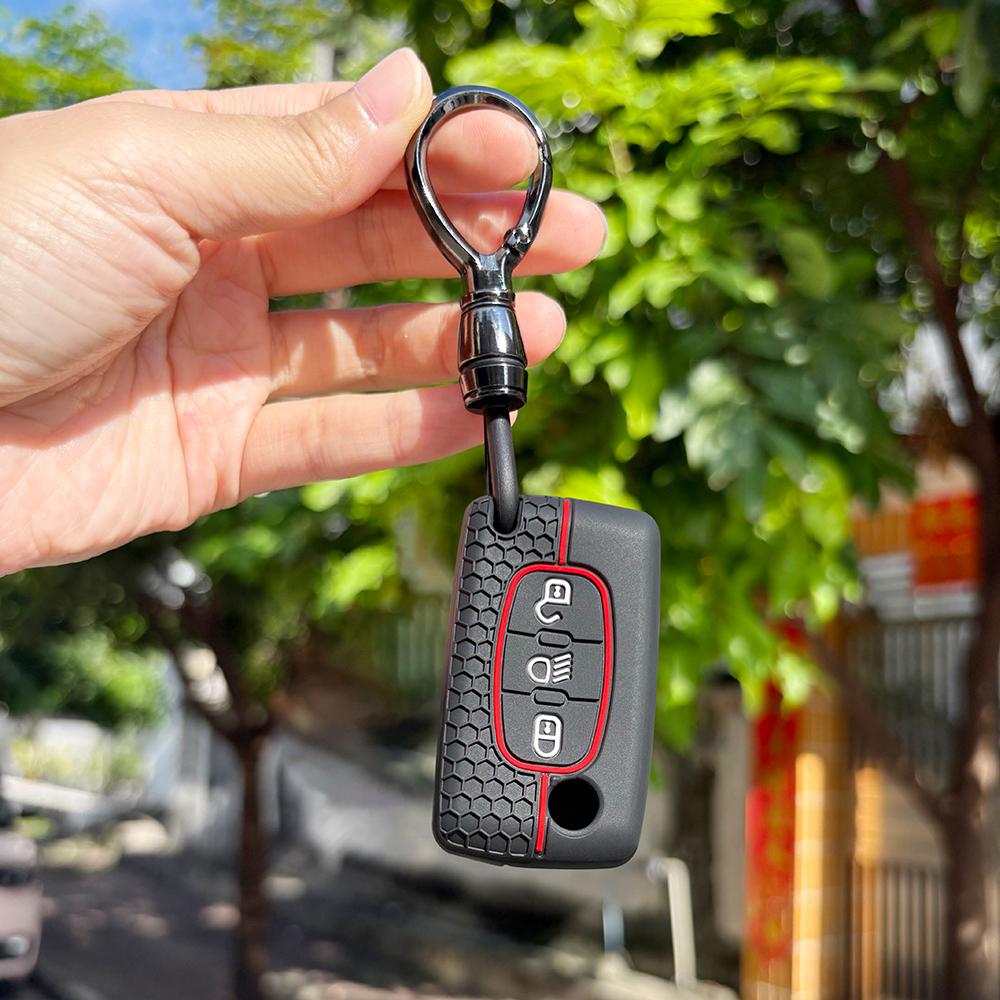 Schlüsselanhänger-Schutzhülle für Citroen C4, C3 III, C3 Aircross, C4 Cactus-Schlüsselkappen und Peugeot 206, 207, 307, 308, 407 (3/4-Tasten-Schlüsseletui).