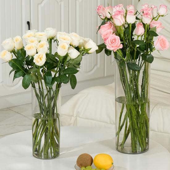 Klar blomster vase til borddekorationer Knusesikker Høj Cylinder Plastik Vase til Bryllupsbegivenhed Hjemmekontor Borddekoration