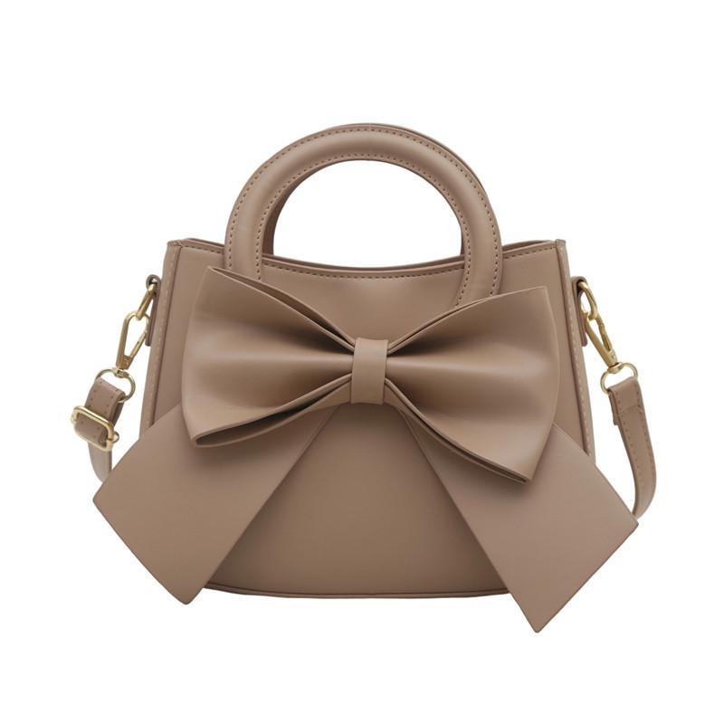 Women Solid Color Bowknot Casual Versatile Medium Crossbody Shoulder Bag