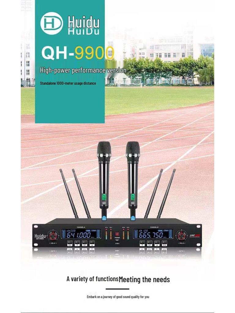 HuiDu U8801/8802 Pro Dual Wireless Microphone with Adjustable Frequency for Conferences